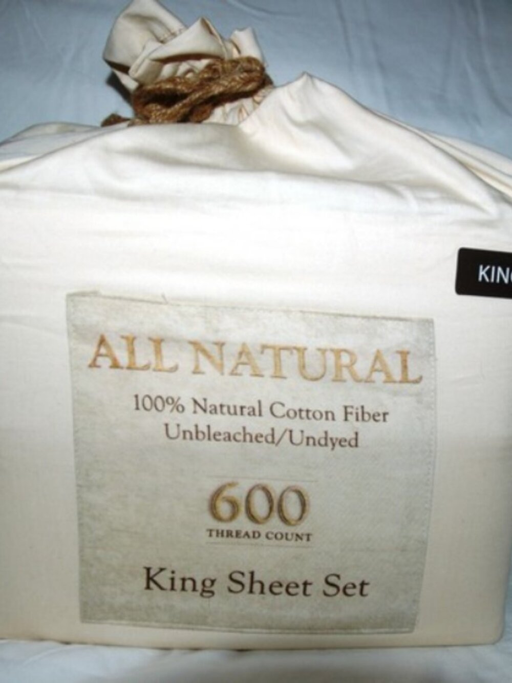 ALL NATURAL king Sheet Set 100% 600TC Color Natural 4-PC/set